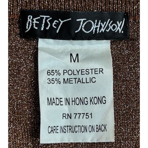 Vintage Betsey Johnson Top Size Medium Long Sleeve Sparkle Bronze Retro Y2k - Picture 5 of 7